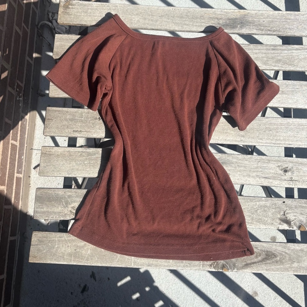 Chic Brown Short Sleeve Women's Top